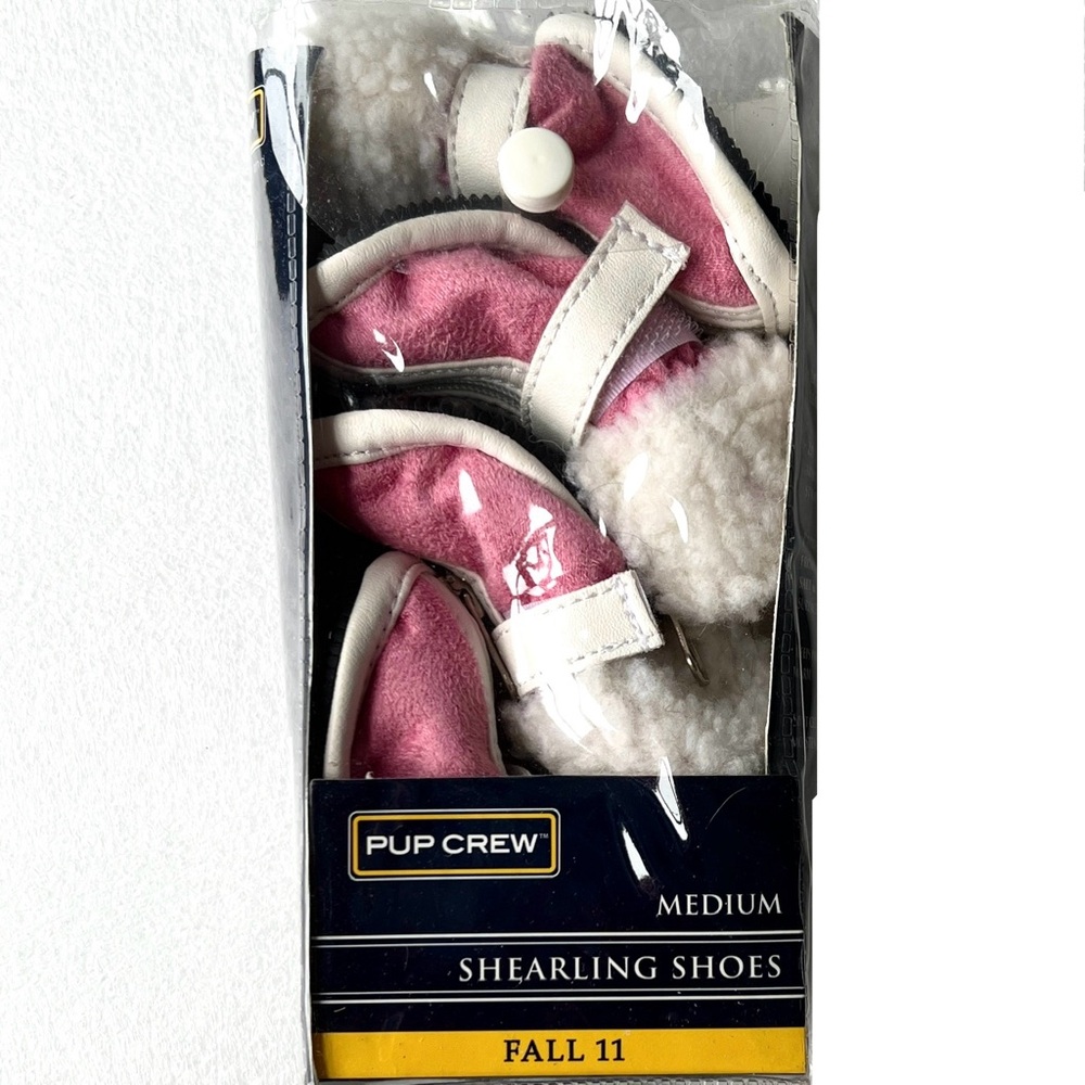 NEW Pup Crew Pink Shearling Dog Shoes